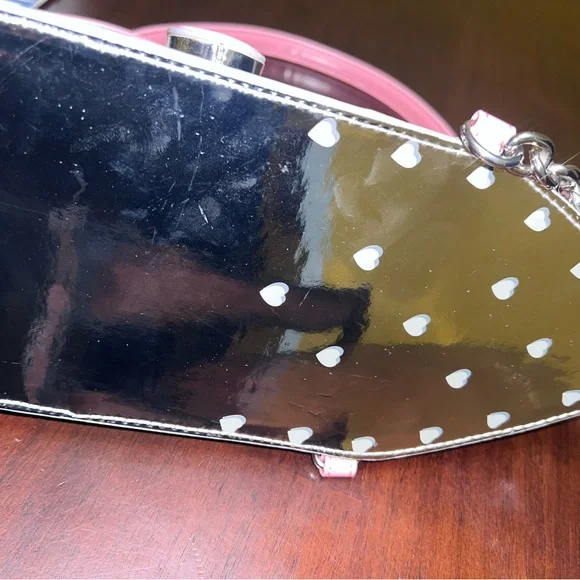 Betsey Johnson Kitch Iron bag NWT Pink Patent Crossbody Bag with Silver Chain - Picture 9 of 9